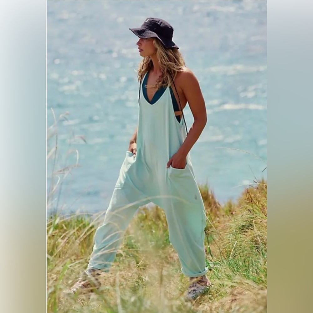 Free People Mint Green Loose Jumpsuit